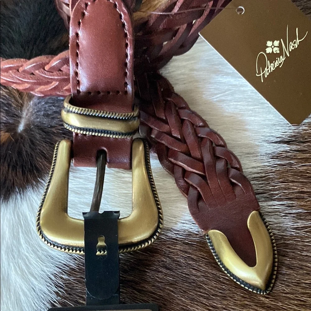 Patricia Nash Townsend Cognac Braided Leather Belt SZ S NEW - Picture 2 of 5